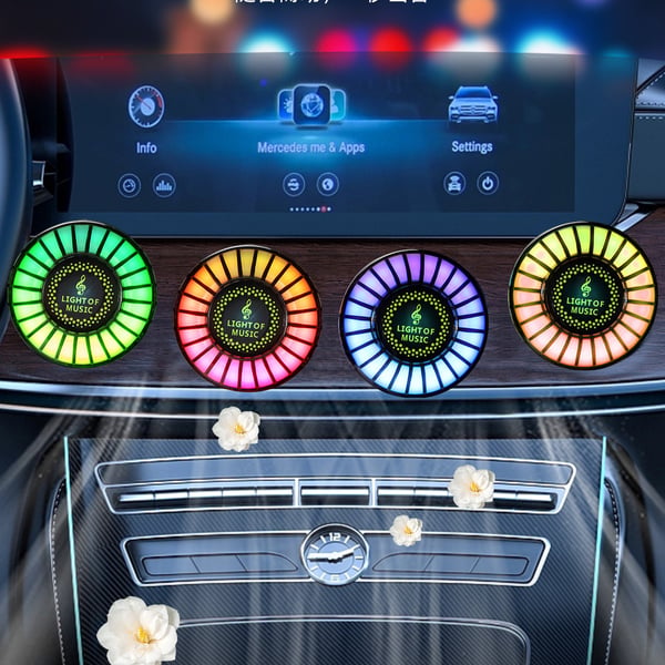 Luz ambiental LED RGB rítmica para coche con control por voz
