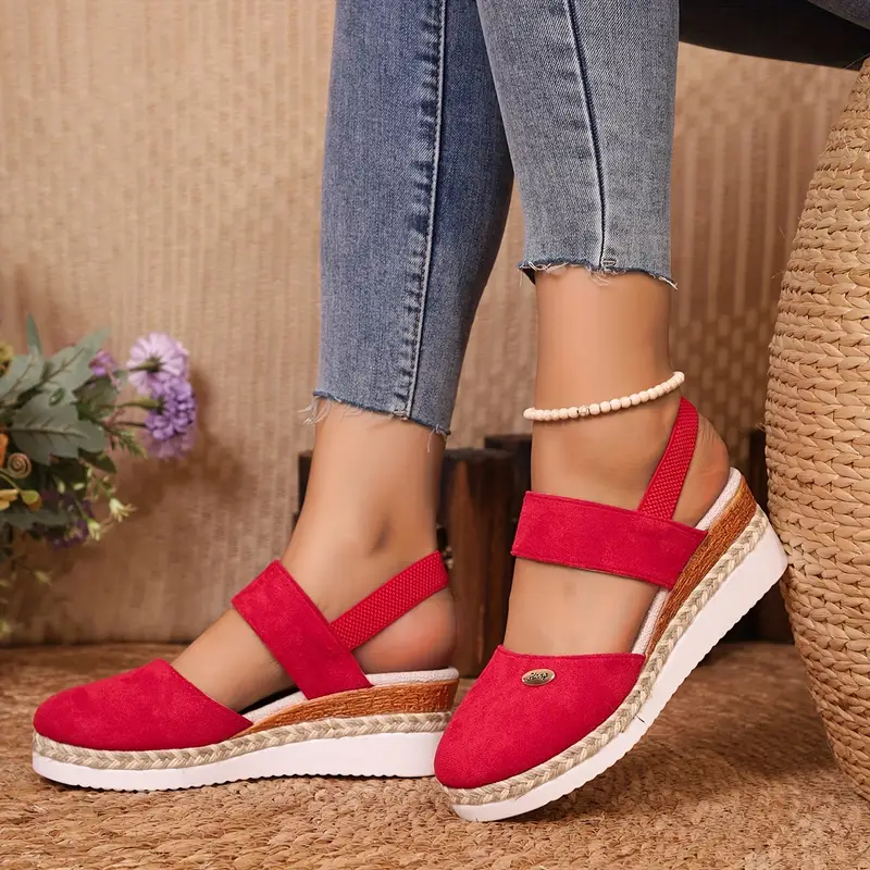 Spring Sale 45%๐ Women's Closed Toe Espadrille Wedge Sandals โ Platform with Elastic Slingback