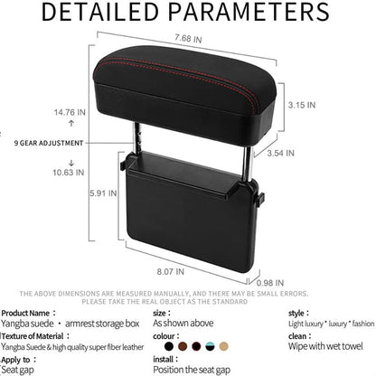 Reposabrazos para codos de conducción, caja de almacenamiento de carga inalámbrica, caja de almacenamiento para espacio entre asientos (modelo 2024 con personalización de logotipo exclusiva)
