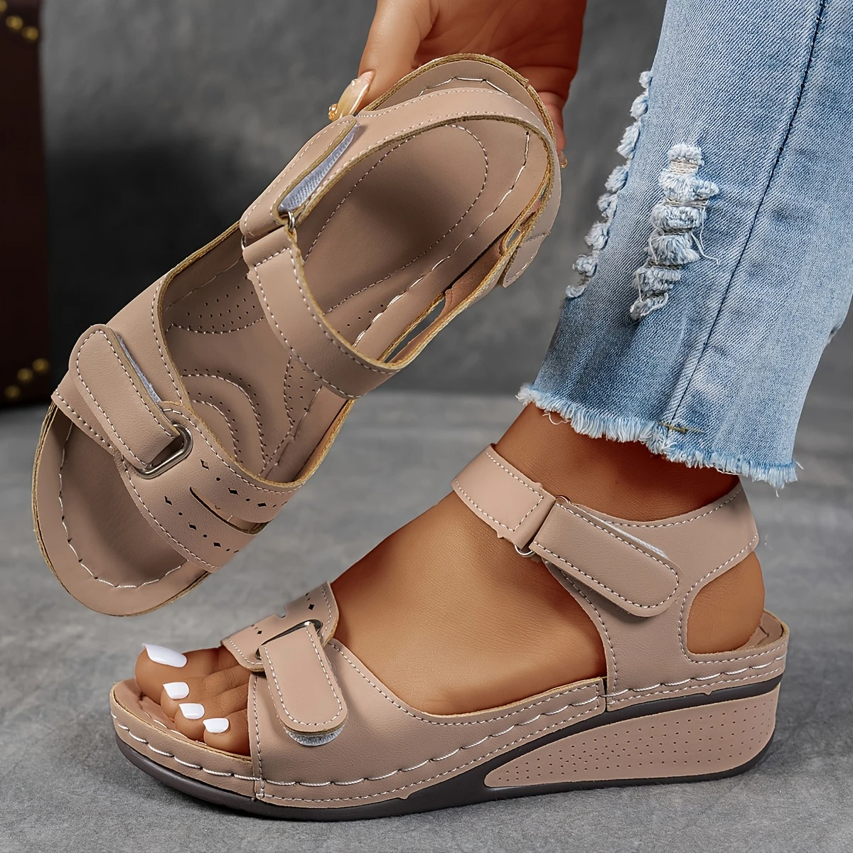 Last day Promotion 49%❤️ Women's Wedge Platform Sandals with Adjustable Strap