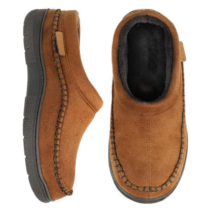 🎁Winter Sale 50% Off🎄Men's Non-Slip Warm Plush Wide Toes Slip-On Slippers