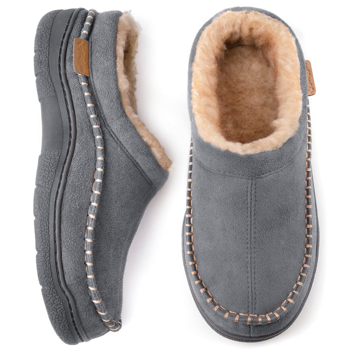 🎁Winter Sale 50% Off🎄Men's Non-Slip Warm Plush Wide Toes Slip-On Slippers