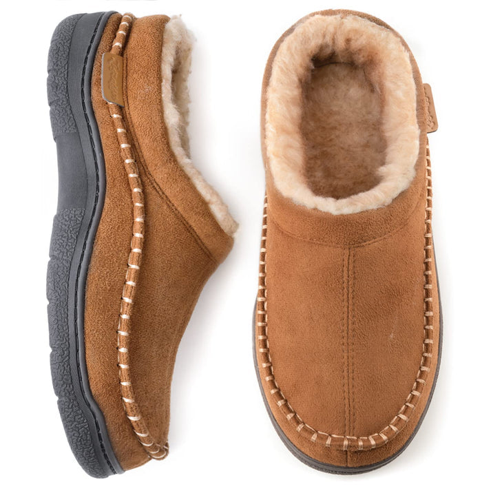 🎁Winter Sale 50% Off🎄Men's Non-Slip Warm Plush Wide Toes Slip-On Slippers