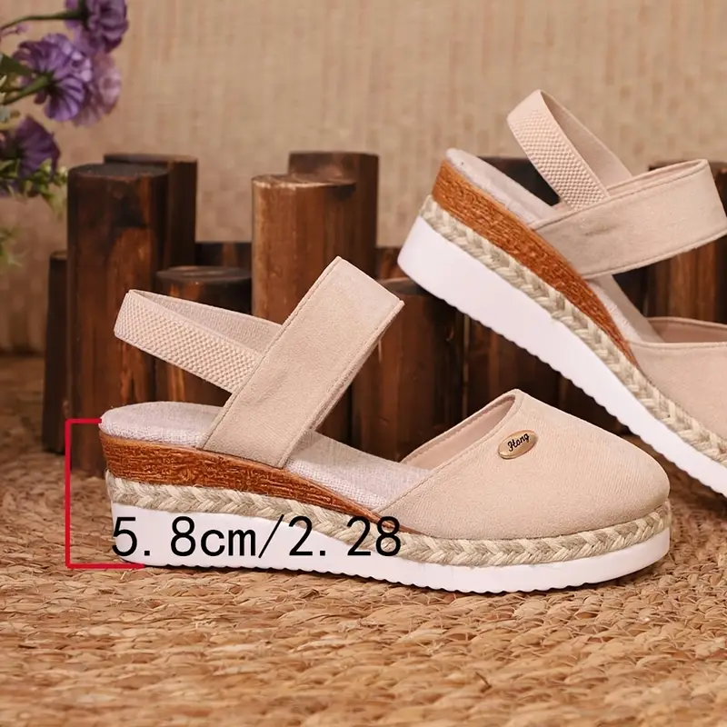 Spring Sale 45%💝 Women's Closed Toe Espadrille Wedge Sandals – Platform with Elastic Slingback