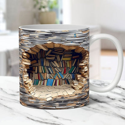 Taza con diseño de estanterías y agujeros en la pared (355 ml)
