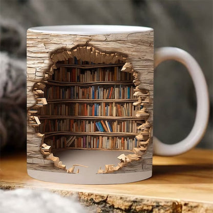 Taza con diseño de estanterías y agujeros en la pared (355 ml)