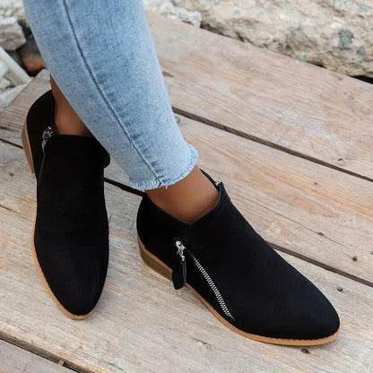 LAST DAY 50% OFF❤️ Women’s Comfort Walking Ankle Boots – Low Heel, Zipper Closure, Orthopedic Arch Support