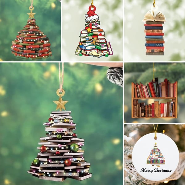 Adorno navideño para árbol de libros