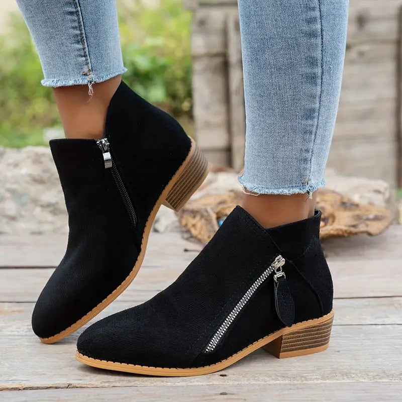 LAST DAY 50% OFF❤️ Women’s Comfort Walking Ankle Boots – Low Heel, Zipper Closure, Orthopedic Arch Support