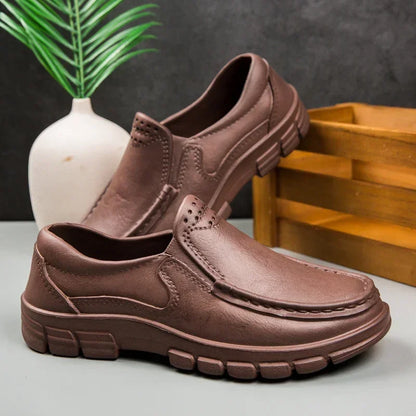 Men’s Black EVA Slip-on Work Shoes - Comfortable Chef Shoes for Driving and Office Use, All-Season Casual Footwear