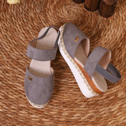 Spring Sale 45%💝 Women's Closed Toe Espadrille Wedge Sandals – Platform with Elastic Slingback