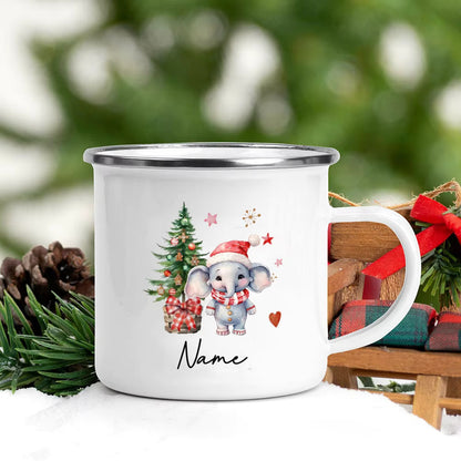 Taza navideña personalizada con diseño de ciervo, oso de Papá Noel y nombre, taza de café navideña, decoración para fiestas navideñas, regalo para niños, tazas de chocolate caliente 