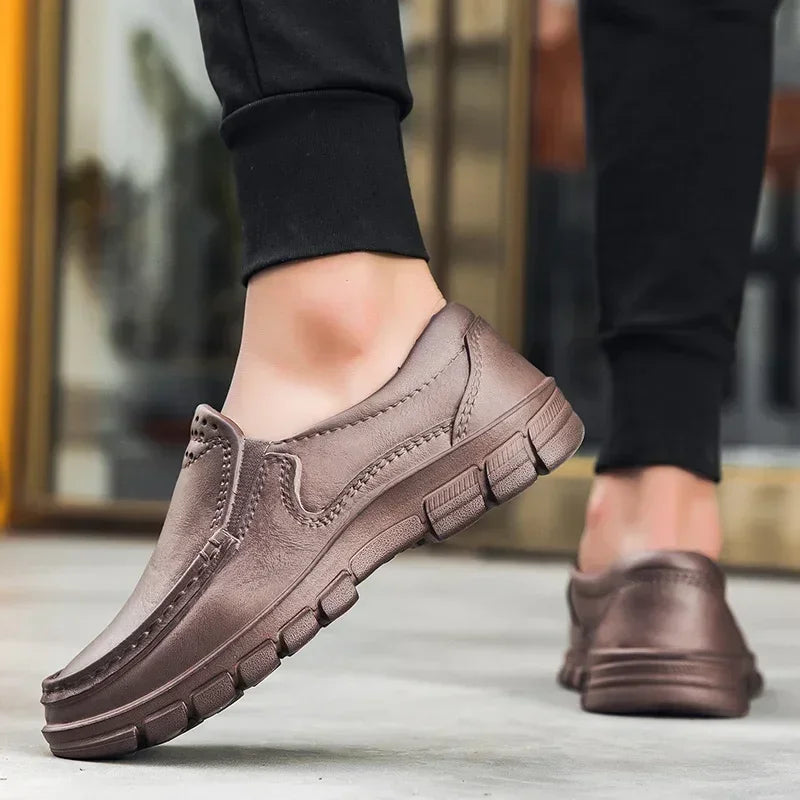 Men’s Black EVA Slip-on Work Shoes - Comfortable Chef Shoes for Driving and Office Use, All-Season Casual Footwear