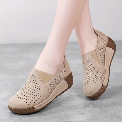 Primavera y verano 50% de descuento💝 Zapatos planos ortopédicos de plataforma para mujer, mocasines de cuero cómodos