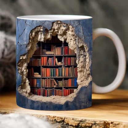 Taza con diseño de estanterías y agujeros en la pared (355 ml)