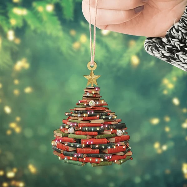 Adorno navideño para árbol de libros