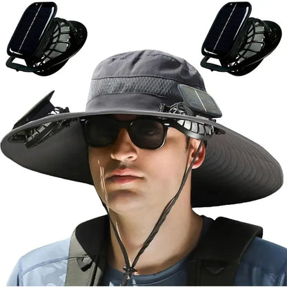 2025 New Wide Brim Solar Fan Outdoor Fishing Hat-Solar & USB Charging