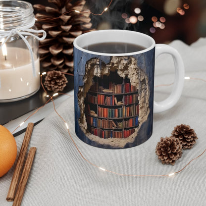 Taza con diseño de estanterías y agujeros en la pared (355 ml)